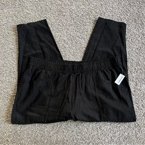 Women's Old Navy Black Linen Straight Leg Pants Drawstring Pull On Plus Size 2X